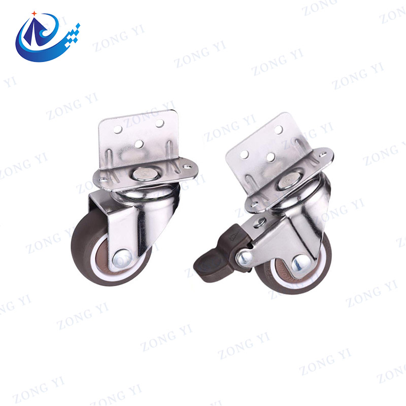 L Shape U Shape Swivel Braker Casters သည် Fixing Plate နှင့်